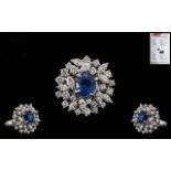 18ct White Gold Stunning Sapphire and Diamond Set Dress Ring - Flower head Setting.