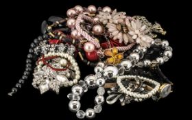 Bag of Miscellaneous Costume Jewellery Items, watches, brooches, necklaces, earrings, etc.