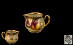 Royal Worcester Hand Painted Miniature Jug, 'Fallen Fruits - Peaches',