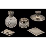 A Small Mixed Lot of Silver Trade Items to include two cigarette cases, a scent bottle with stopper,
