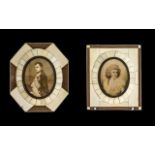 Pair of Portrait Painted Miniatures in Bonite Frames of Napoleon and Josephine,