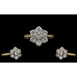 18ct Gold Attractive Diamond Set Cluster Ring - Flower head Design.