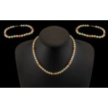 Mikimoto - Superb Single Strand Cultured Pearl Necklace and Matching Bracelet,