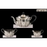 Victorian Period Fine Quality Bachelors 3 Piece Sterling Silver Matched Tea Set of Wonderful Design