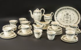 Royal Cauldron Passover ware Black Litho circa 1950's 44 pieces tea set for 12 people.