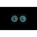 Pair of Turquoise Sterling Silver Stud Earrings in star shape with central turquoise stone