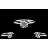 Platinum - Superb Quality Single Stone Diamond Set Ring, Marked Platinum.