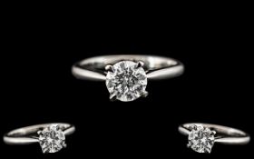 Platinum - Superb Quality Single Stone Diamond Set Ring, Marked Platinum.