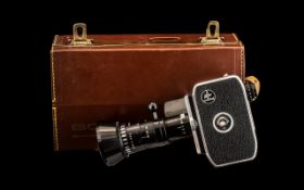 Vintage Bolex Zoom Reflex Paillard Camera in brown leather case