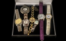 Collection of Ladies Watches comprising Red Herring metal strap; R & G gold decorative strap watch;