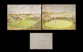 Golf Prints In Original Folder for 100th Open Championship at Royal Birkdale - July 1971.