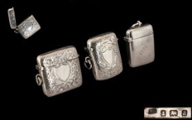 Fyne Quality Trio of Silver Vesta Cases.