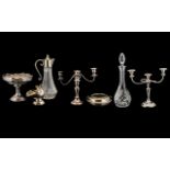 A Collection of Silver Plated Ware to include Two Double Branch three light Candelabrums,