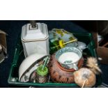 Box of Assorted Pottery & Collectibles c