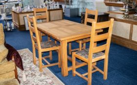 Contemporary Oak Dining Table & Four Mat