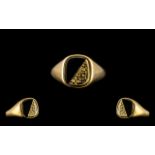 Gents - 9ct Gold Stone Set Signet Ring.