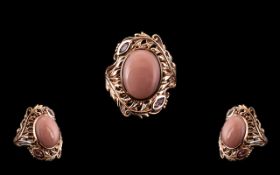 Pink Opal and Pink Sapphire Statement Ri