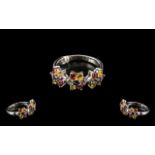 Rainbow Sapphire Floral Cluster Trilogy