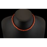 1920's Coral Bead Necklace / Choker with