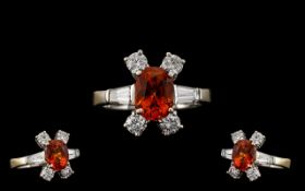 Stunning 18ct White Gold Orange Sapphire