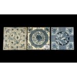 Three Blue and White Printed Tiles by Minton, Hollins & Co,