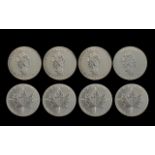 Elizabeth II - Maple Leaves Canada Five Dollar Silver Coins. All 1 oz Fine Silver .999 Purity.