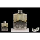 Early to Mid 20th Century Superb Quality Ornate Silver and Ribbed Glass Scent Bottle.