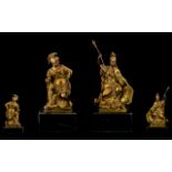 Pair of Antique Gilt Bronze Figures of Fine Quality depicting seated figures of Britannia and a