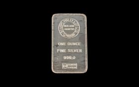 Sharps Pixley & Co Bullion Brokers - One Ounce Fine Silver Bar .999-0.