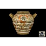 Charlotte Reid Decorative Vase, twin handled, marks to base 4491 and impressed mark 212.