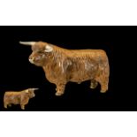 A Beswick Hand Painted Farm Animal Figure ' Highland Bull ' Gloss. Model No 2008. Designer A.