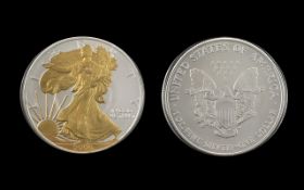 United States of America Liberty Silver Dollar ' 24ct Gold Plated Liberty ' Date 2006.