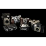 Box of Vintage Cameras, various makes, mostly with cases, comprising Nettar, Dacora-Dignette,