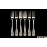 Antique Period Good Quality Matched Set of Six Silver Old English Pattern Forks, Various Hallmarks,