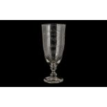 A Victorian Preston Guild Glass Celery Vase with etched decoration and dated 1882. Measures 10