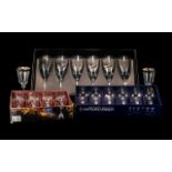Boxed Set of Bohemia 1845 Lead Crystal Whiskey Glasses four glasses 4" tall Whiskey tumblers with