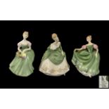 Three Royal Doulton Figures comprising 'Sandra' HN2275 8" tall; 'Clarissa' HN23458" tall;