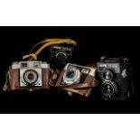 Four Vintage Cameras, Lubitel 166 x 2, Voigtlander, and Contina.