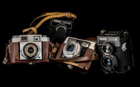 Four Vintage Cameras, Lubitel 166 x 2, Voigtlander, and Contina.