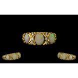 Antique Period Attractive 18ct Gold Opal and Diamond Set Ring with ornate gallery setting;