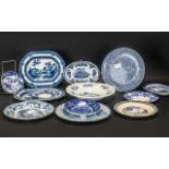 Selection of Antique Pottery Plates & Dishes - Willow Pattern, Nant-Mill, Rodgers, Turner,