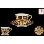 Royal Crown Derby Imari Pattern 22ct Gold Banded Cup and Saucer. Pattern No 1128 & Date 1978.
