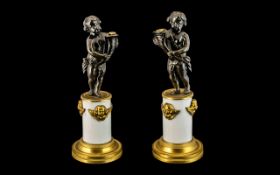 Regency Fine Pair of Bronze Putti Figures / Sculptures,