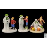 Coalport Collection of Hand Painted First Edition Bone China Snowman and James Figures ( 3 ) In