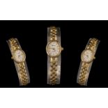 Ladies Swiss Made Quartz 9ct Gold Bracelet Watch, Panther Style Bracelet, White Dial.