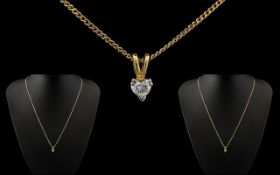 18ct Gold - Attractive Diamond Set Pendant with Attached 9ct Gold Chain.