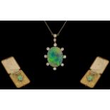 Victorian Period Superb Quality 18ct Gold Opal and Diamond Set Long Drop Pendant Necklace of large