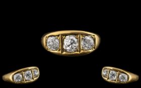 Superb 18ct Gold Three Stone Diamond Set Ring, the three cushion cut diamonds,