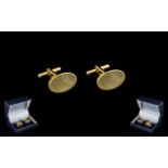 Gents 9ct Gold Pair of Cufflinks of Oval Form and a Solid Construction, In Great Condition. Hallmark