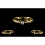 Ladies - Attractive 9ct Gold Single Stone Diamond Set Ring, With Full Hallmark for 9.375.